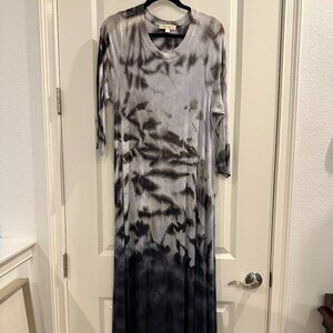 River & Sky long sleeve t-shirt dress in greys and blues